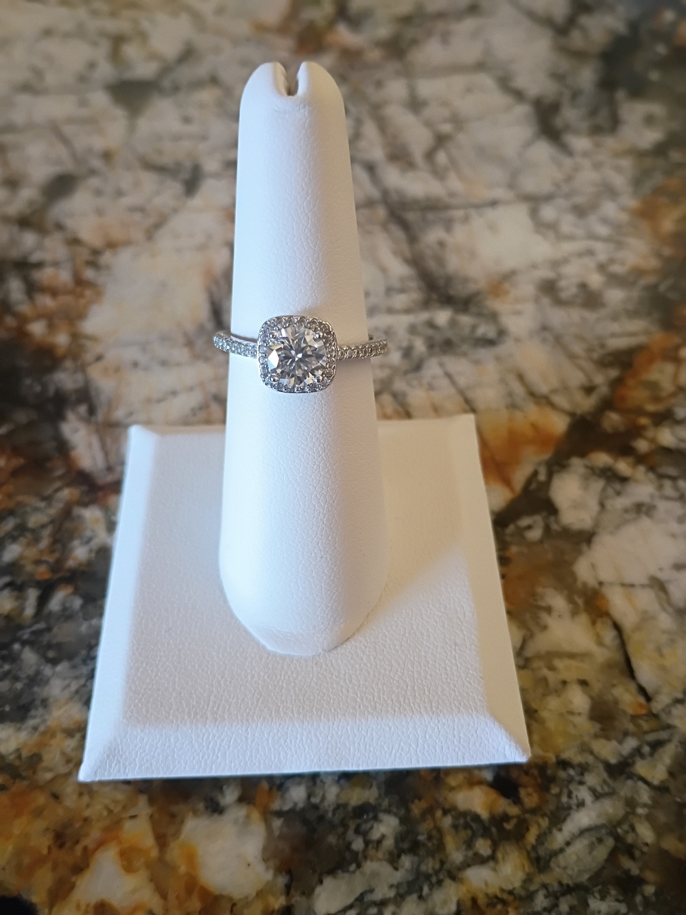 White Diamond Halo Engagement Ring - Unbranded